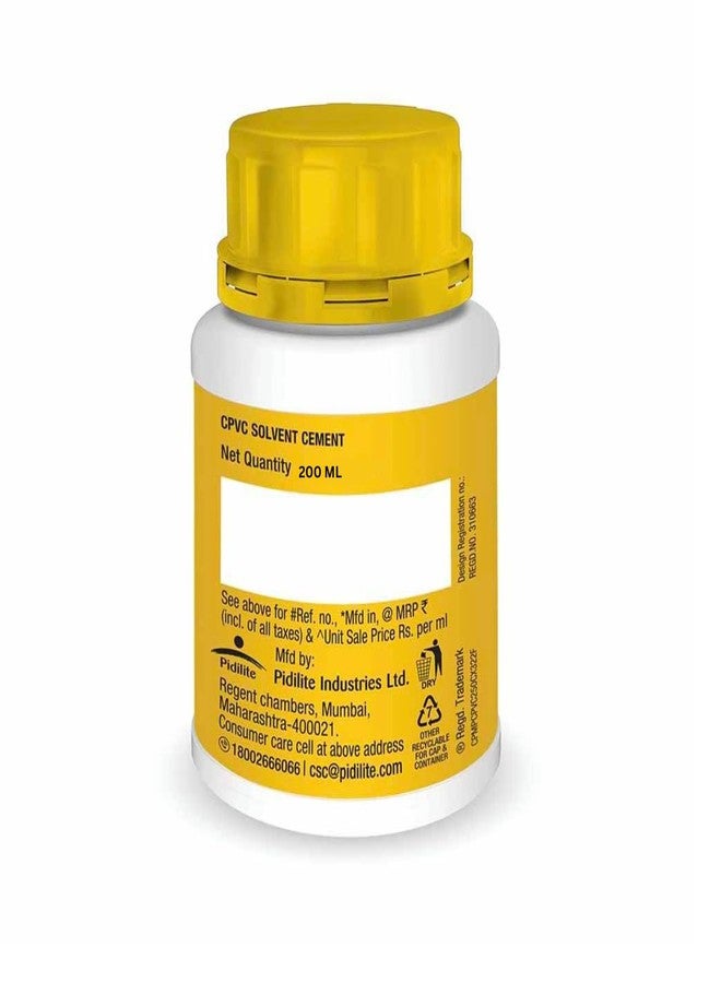 Pidilite M Seal CPVC Solvent Cement Ultra Strong for CPVC and UPVC Pipes and Fittings (200 ml, Tin Can, Yellow) with Brush Inside - Image 2